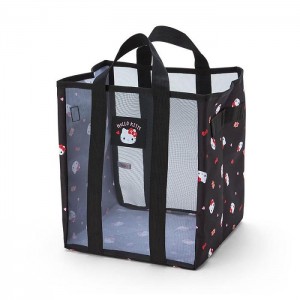 Black Hello Kitty Hello Kitty Mesh Storage Tote (Medium) | CA_HK52320