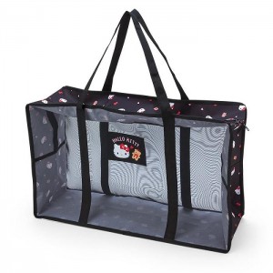 Black Hello Kitty Hello Kitty Mesh Storage Tote (Large) | CA_HK29718