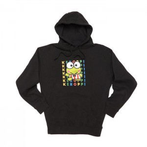 Black Hello Kitty Keroppi Watashi Wa Unisex Hoodie | CA_HK32056