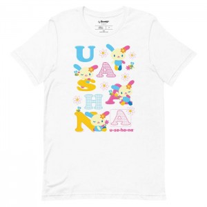 Black Hello Kitty U*SA*HA*NA Scattered Letters Tee | CA_HK75258