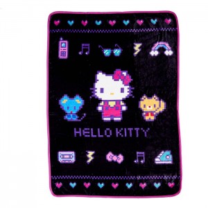 Black / Pink Hello Kitty Hello Kitty Throw Blanket (Retro Pixel Series) | CA_HK78434