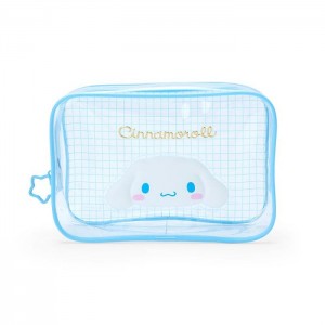 Blue Hello Kitty Cinnamoroll Clear Grid Zipper Pouch | CA_HK92903