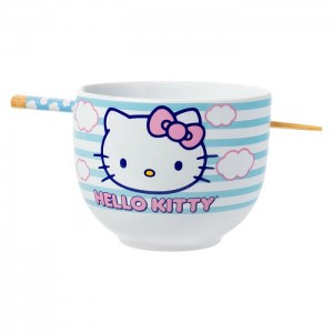 Blue Hello Kitty Hello Kitty Ceramic Ramen Bowl and Chopstick Set (Clouds) | CA_HK86029