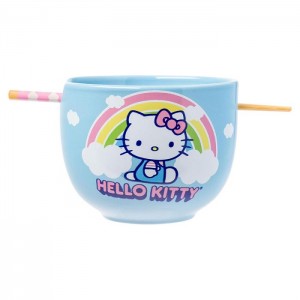 Blue Hello Kitty Hello Kitty Ceramic Ramen Bowl and Chopstick Set (Rainbow) | CA_HK84944