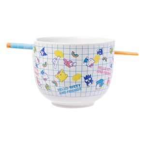 Blue Hello Kitty Hello Kitty and Friends Ceramic Ramen Bowl and Chopstick Set (Color Grid) | CA_HK79922