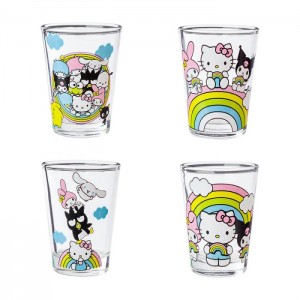 Blue Hello Kitty Hello Kitty and Friends Mini Glass 4-Piece Set (Rainbows) | CA_HK91059