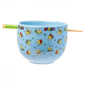 Blue Hello Kitty Keroppi Ceramic Ramen Bowl and Chopstick Set (Poses) | CA_HK12219