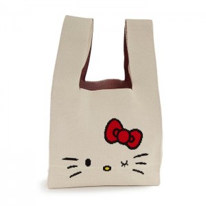 Cream Hello Kitty Hello Kitty Knit Shopper Bag (White) | CA_HK78137