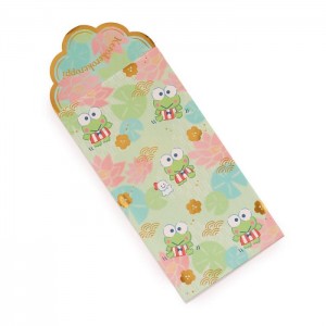 Green Hello Kitty Keroppi 8-pc Vertical Enclosure Envelopes (Hot Stamp) | CA_HK31525