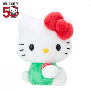 Green / Red Hello Kitty Hello Kitty 50th Anniv. Plush Mascot (Green Overalls) | CA_HK98355