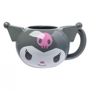 Grey Hello Kitty Kuromi Face Sculpted Mug (Gray) | CA_HK52785