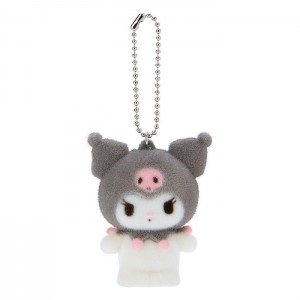 Grey Hello Kitty Kuromi Flocked Keychain Mascot | CA_HK44064