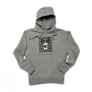 Grey Hello Kitty Kuromi Watashi Wa Unisex Hoodie | CA_HK57038