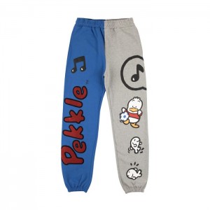 Grey / Blue Hello Kitty Pekkle x Dumbgood Puff Print Sweatpants | CA_HK15675