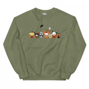 Grey / Green Hello Kitty Hello Kitty and Friends Pumpkin Costumes Classic Crewneck | CA_HK29243