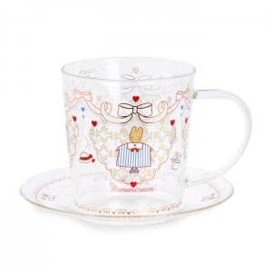 Multicolor Hello Kitty Marron Cream Glass Cup and Saucer Set | CA_HK89977