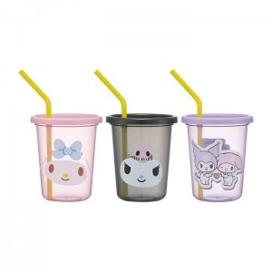 Multicolor Hello Kitty My Melody & Kuromi Complete Tumbler 3pc Set | CA_HK74819