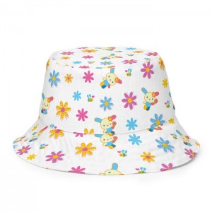 Multicolor Hello Kitty U*SA*HA*NA Daisy Patchwork Reversible Bucket Hat | CA_HK61627