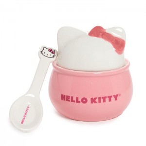 Pink Hello Kitty Hello Kitty Ceramic Sculpted Bowl and Spoon Set | CA_HK32586