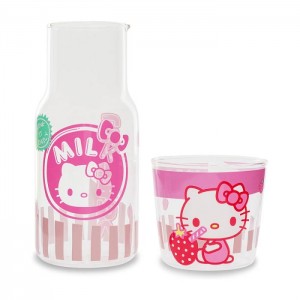 Pink Hello Kitty Hello Kitty Glass Carafe and Cup Set (Strawberry Milk) | CA_HK96801