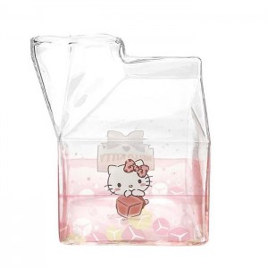 Pink Hello Kitty Hello Kitty Kawaii Glass Milk Carton Cup | CA_HK22935