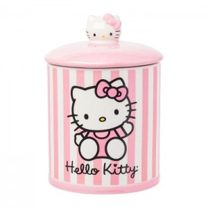 Pink Hello Kitty Hello Kitty Pink Stripe Ceramic Storage Jar | CA_HK68884