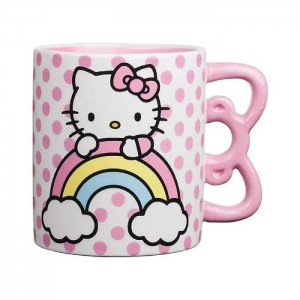 Pink Hello Kitty Hello Kitty Sculpted Bow & Rainbow Ceramic Mug | CA_HK42543