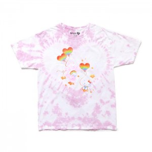 Pink Hello Kitty Hello Kitty x Care Bears Tie-Dye Glitter Tee | CA_HK46394