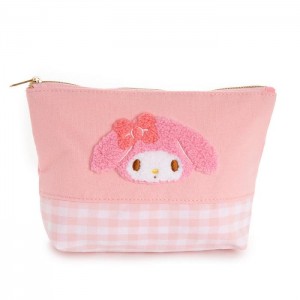 Pink Hello Kitty My Melody Chenille Gingham Zipper | CA_HK87133