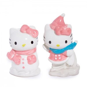 Pink / Blue Hello Kitty Hello Kitty Ceramic Holiday Salt & Pepper Set (Snow Play) | CA_HK11979