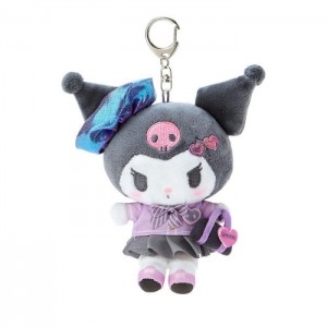 Pink / Grey Hello Kitty Kuromi Plush Mascot Keychain (Sanrio Academy Series) | CA_HK51169