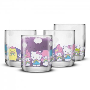 Purple Hello Kitty Hello Kitty and Friends Rainbow Short Drinking Glasses (Set of 4) | CA_HK30062