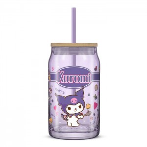 Purple Hello Kitty Kuromi Favorite Flavor Lidded Glass Tumbler | CA_HK80899