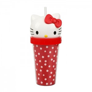 Red Hello Kitty Hello Kitty 3D Face Travel Tumbler (Dots) | CA_HK11817