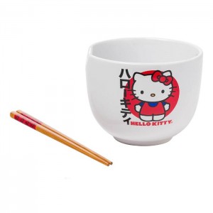 Red Hello Kitty Hello Kitty Ceramic Ramen Bowl and Chopstick Set (Japan Logo) | CA_HK84079