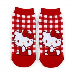 Red Hello Kitty Hello Kitty Checkered Ankle Socks | CA_HK13277