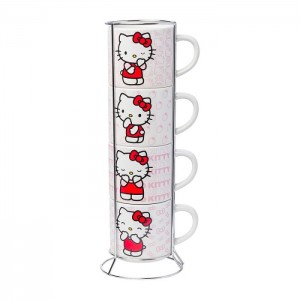 Red Hello Kitty Hello Kitty Expressions 5-Piece Ceramic Mug Stack | CA_HK87465