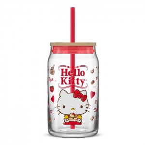 Red Hello Kitty Hello Kitty Favorite Flavor Lidded Glass Tumbler | CA_HK69880