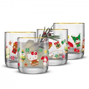 Red / Green Hello Kitty Hello Kitty and Friends Gingerbread Pals Short Glasses | CA_HK40889