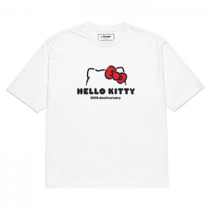 White Hello Kitty Hello Kitty 50th Anniversary Classic Oversized Tee | CA_HK61926