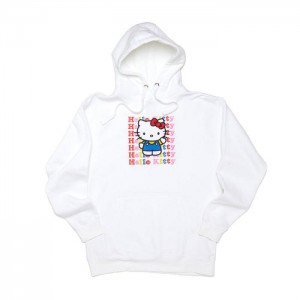 White Hello Kitty Hello Kitty Watashi Wa Unisex Hoodie | CA_HK17202