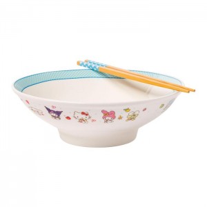 White Hello Kitty Hello Kitty and Friends Ceramic Noodle Bowl and Chopstick Set (Lunch Friends) | CA_HK33996