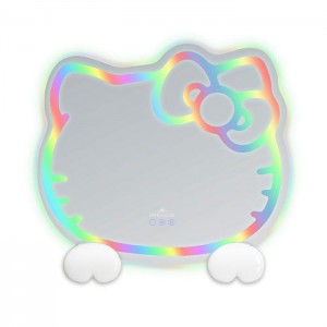 White Hello Kitty Hello Kitty x Impressions Vanity RGB Wall Mirror 2.0 W/ Bluetooth Speakers and Specialty Base | CA_HK38242