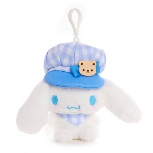 White / Blue Hello Kitty Cinnamoroll Plush Mascot Clip (Gingham Cap Series) | CA_HK90477