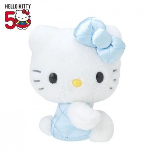 White / Blue Hello Kitty Hello Kitty 50th Anniv. Plush Mascot (Quilted Blue) | CA_HK50997