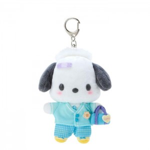 White / Blue Hello Kitty Pochacco Plush Mascot Keychain (Sanrio Academy Series) | CA_HK99020