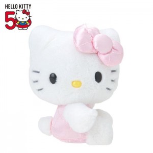 White / Pink Hello Kitty Hello Kitty 50th Anniv. Plush Mascot (Pink Quilted) | CA_HK13944