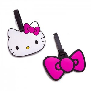 White / Pink Hello Kitty Hello Kitty Pink Bow 2-pc Luggage Tag Set | CA_HK19499