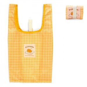 Yellow Hello Kitty Gudetama Gingham Reusable Tote Bag | CA_HK87061