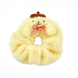 Yellow Hello Kitty Pompompurin Cozy Plush Scrunchie (Gingham Bow) | CA_HK42461